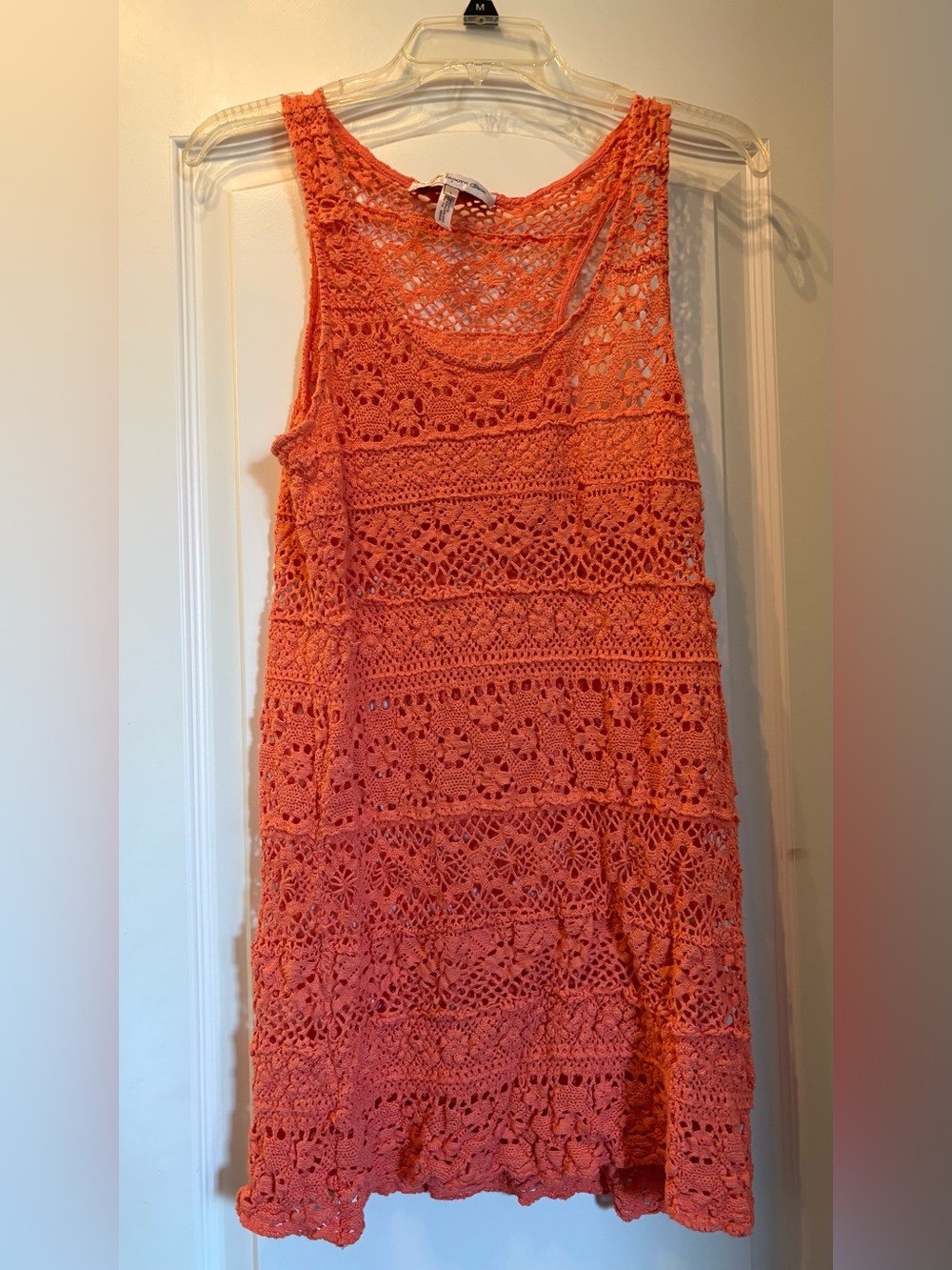 Nanette Lepore Swim Coral Crochet Lace Racerback Swim Cover Up Dress Size L